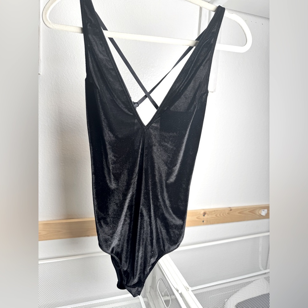 Gilligan & O'Malley Black Velvet Bodysuit